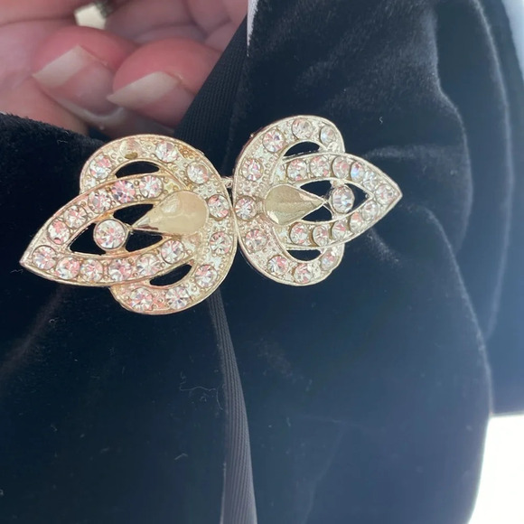 Alex Evenings Size XL Black Formal Velvet Blazer Satin Lapel Rhinestone Clasp - Picture 11 of 12